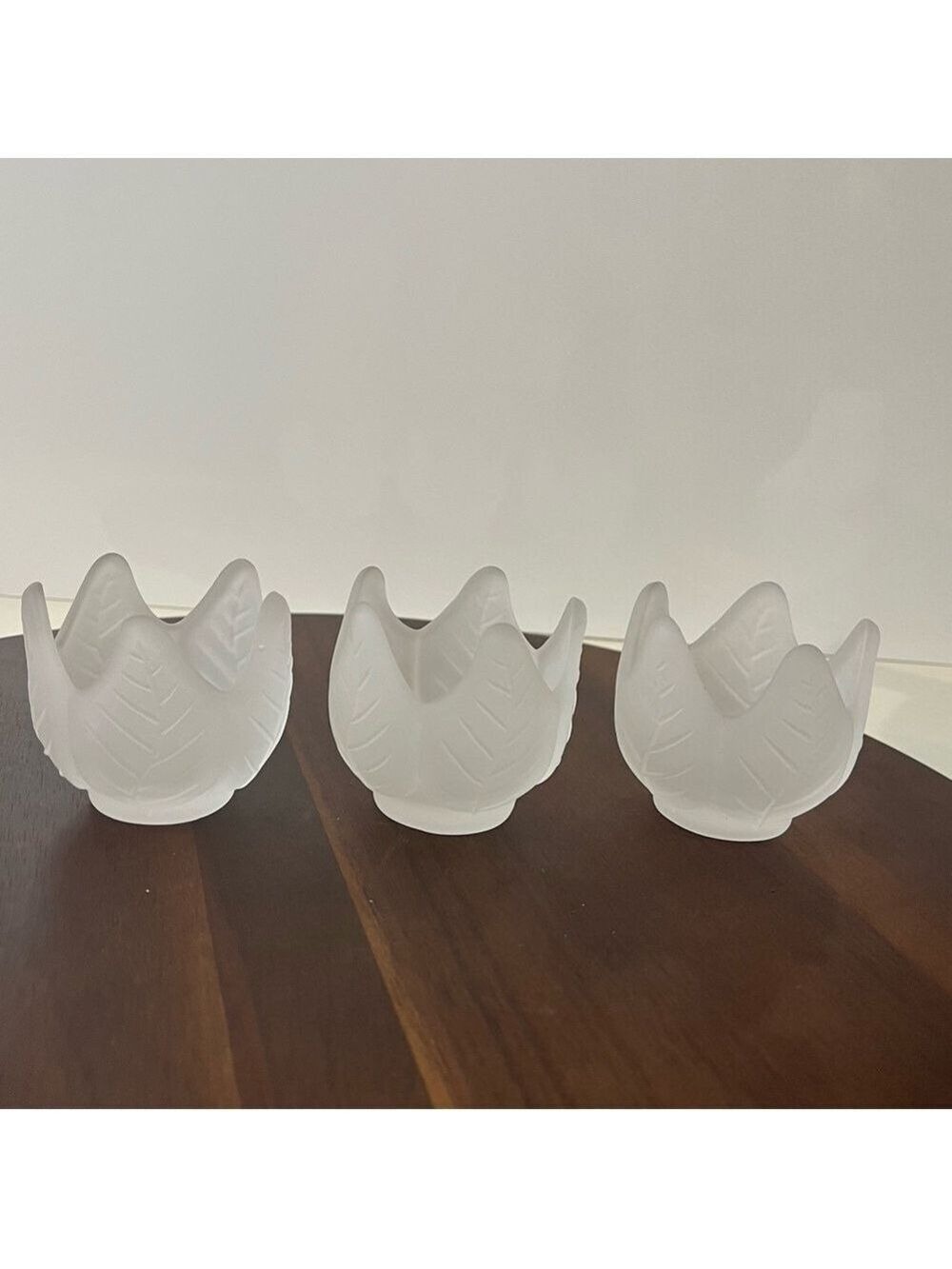 Vintage Partylite Frosted Lotus Blossom Trio Tea Light Holders